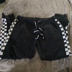 Black checkered sweat pants